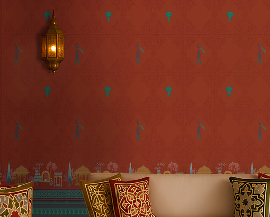 1375_DA Royal Garden Heritage Wallpaper – Burnt Orange