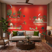 1349_DA Maharaja Garden Pichwai Mural Wallpaper – Terracotta Peach
