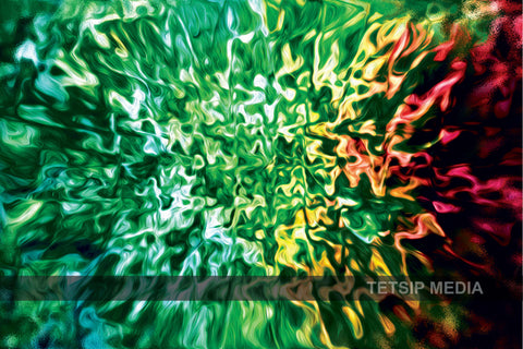 128_DP - Green and Red sound Waves Abstract Art