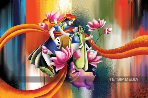 152_DA - Beautifull Radha and Krishna Abstract Art