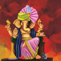 19_DA  Raja Ganesha Wallpaper, Royal Red Backround
