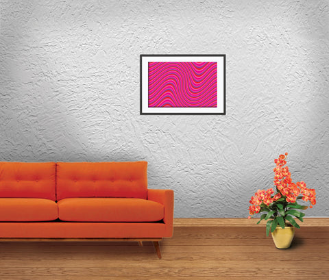 25_DP - Pink and Blue Waves, Abstract Design