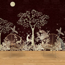 Load image into Gallery viewer, 283_DA - Tropical Forest Design With Maroon Background Mural Wallpaper
