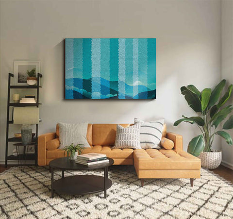 32_DP - Sea Green vertical stripes, Abstract Art