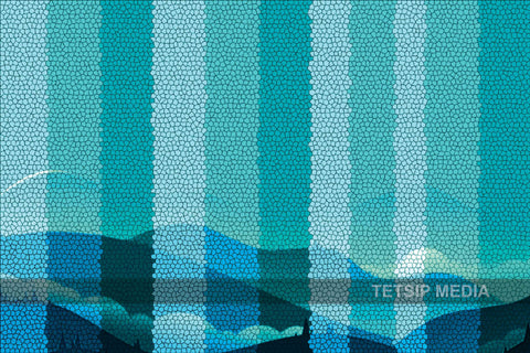 32_DP - Sea Green vertical stripes, Abstract Art