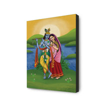 Load image into Gallery viewer, 38_DA - Radha Krishna with Sunrise in Background, Miniature Art
