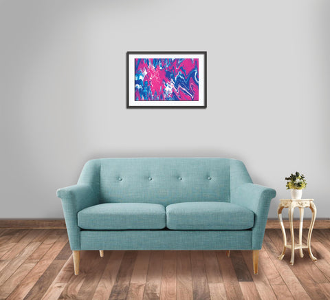 46_DP - Pink and Blue Pigment, Abstract Design
