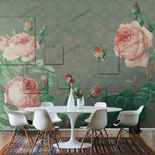 Load image into Gallery viewer, 258_DA - Pink Rose Watercolour Painting, Mural with Embossed square Wallpaper
