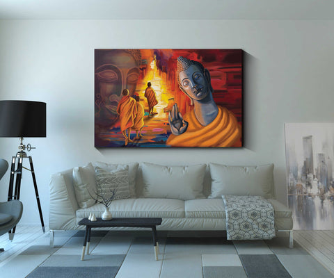 5_DA - Buddha and Monks Painting Spiritual Art