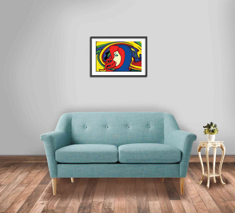 74_DP - Girl Pop Art with colourful background