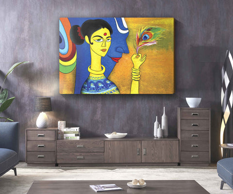 75_DA - Radha Krishna Abstract Art