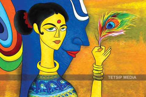 75_DA - Radha Krishna Abstract Art