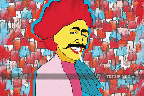 87_DA - Indian Village Man Pop Art