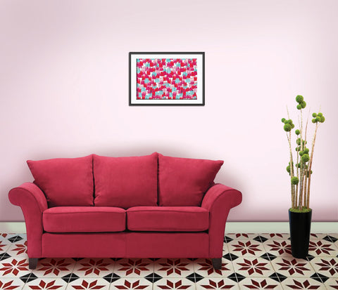 90_DA - Pink and Sky Blue brush Stroke Abstract Art