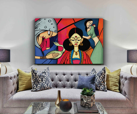 96_DA - Beautifull indian woman Abstract Art